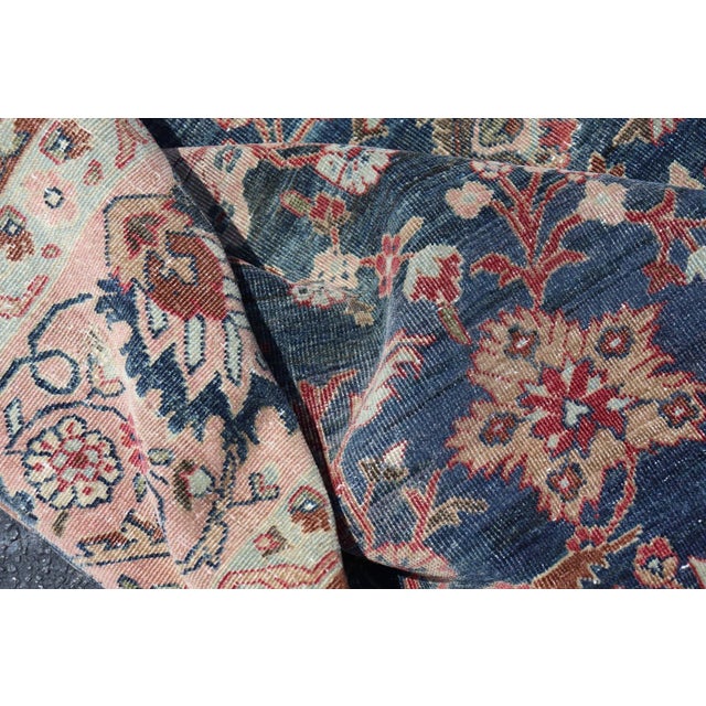 Antique Persian Tabriz Rug With Allover Botanical Design in Blue 9'0 X 11'5 For Sale - Image 15 of 16