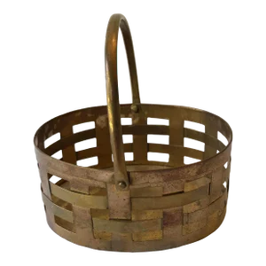 Vintage Brass Woven Basket