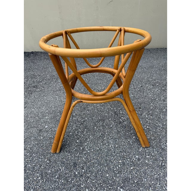 1980s 1980s Coastal Island Style Rattan/Bamboo Glass Top Dining or Game Table & 4 Chairs a Set For Sale - Image 5 of 11