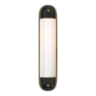 Thomas O'Brien for Visual Comfort Signature Selecta Long Sconce in Bronze & Hand-Rubbed Antique Brass with White Glass For Sale