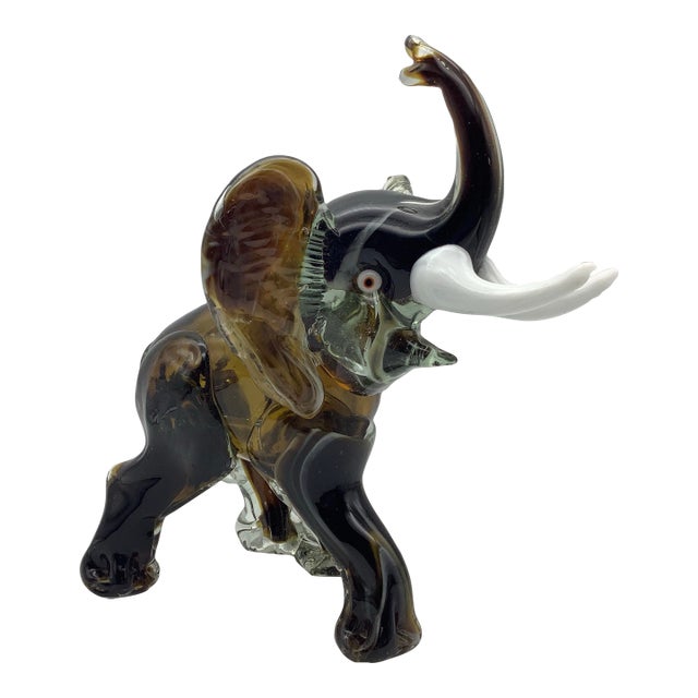 Vintage Glass Elephant Sculpture For Sale