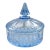 Vintage Elegant Glass Blue Candy Dish With Lid For Sale