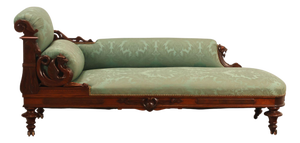 Antique American Renaissance Revival Style Carved Walnut Recamier Chaise Lounge