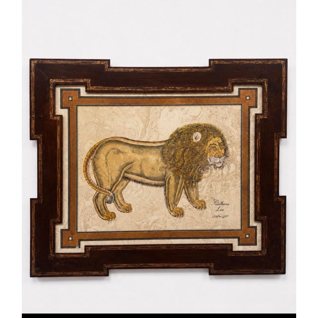 Artist-Signed Mid-Century Animal Paintings in Heavy Hand-Painted Tole Frames, Set of Four For Sale - Image 4 of 12