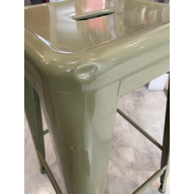 Metal Industrial Olive Green H75 Stackable Bar Stool by Xavier Pauchard for Tolix, 1950s For Sale - Image 7 of 16