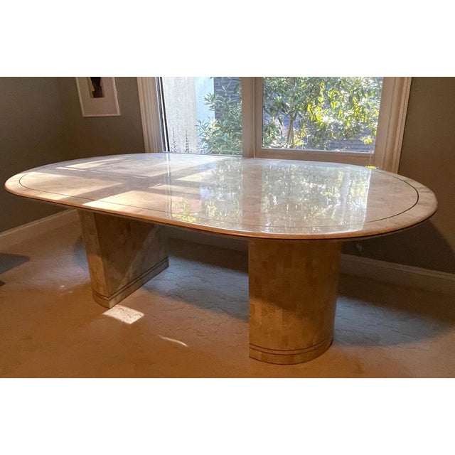 Large Dining Fossilized Coral Table with Stone Mosaic by Karl Springer For Sale In Atlanta - Image 6 of 14