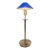 Postmodern German Holtkötter Satin Nickel & Cobalt Blue Glass Desk Lamp For Sale