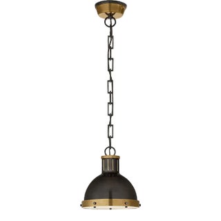 Thomas O'Brien for Visual Comfort Signature Hicks Small Pendant in Bronze & Hand-Rubbed Antique Brass with Acrylic Diffuser For Sale