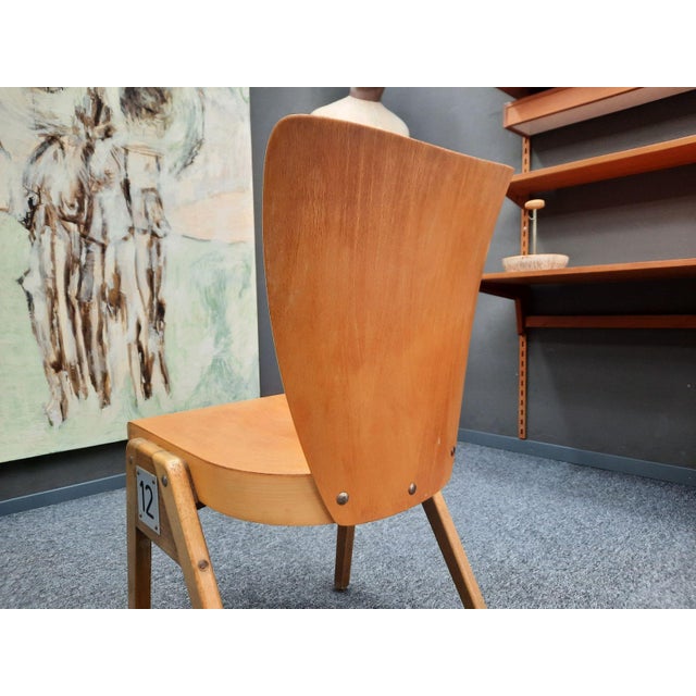 Tan Mid-Century Plywood Stackable Dining Chair from Kaderer München, 1950s For Sale - Image 8 of 13