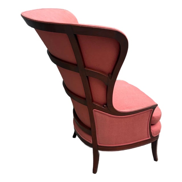 1940s John M. Smythe Attributed Deco Wingback Arm Chair For Sale