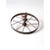 This antique iron wheel features a narrow profile with mounted hubs, reflecting its industrial origins. Originally part of...