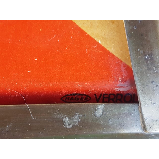 1920s Art Deco Copper & Printed Glass Pendant Lamp attributed to the Amsterdam School, 1920s For Sale - Image 5 of 16