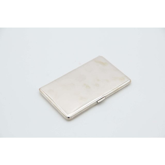 Plain Silver Rectangular Cigarette Case with Hinged Lid For Sale - Image 4 of 4
