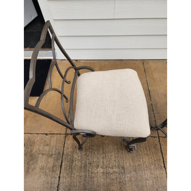 Contemporary Pair of Iron Counter Height Bar Stools For Sale - Image 3 of 9