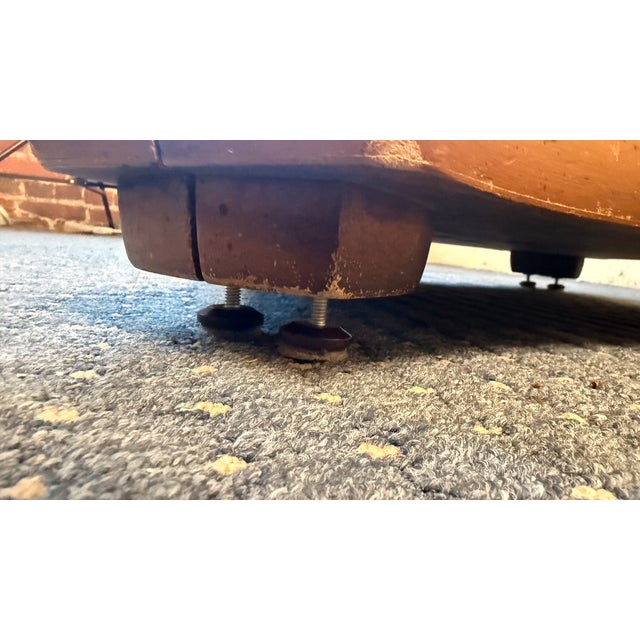 1970s Henredon 44” Round Game Table With Starburst Oak Top & Brass Mounted Base For Sale - Image 12 of 13