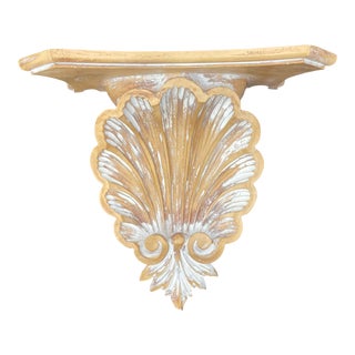 Large Vintage Tromp l'Oiel Style Shell Decorative Wall Shelf For Sale