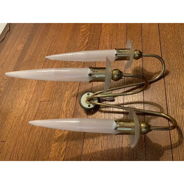 Contemporary Angelo Lelii Brass and Glass Wall Light For Sale In New York - Image 6 of 10