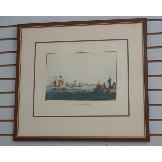 Set of 7 Vintage Framed Colored Engravings Etchings Military Ships For Sale - Image 11 of 15