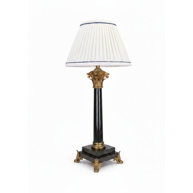 Antique 19th Century French Black Marble Column Table Lamp with Gilt Rococo, 1890 For Sale - Image 17 of 17