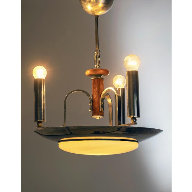 Metal Four-Lamp Chandelier, 1940s For Sale - Image 3 of 6