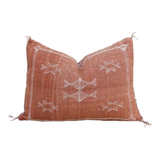 Terracotta Star Lumbar Moroccan Silk Pillow For Sale