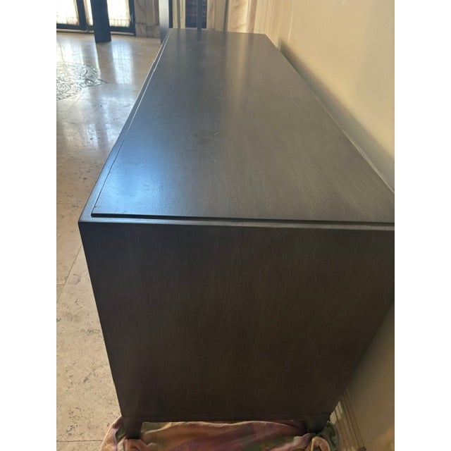 Vanguard Modern Charcoal Textured Three-Drawer Console Credenza For Sale In New York - Image 6 of 12