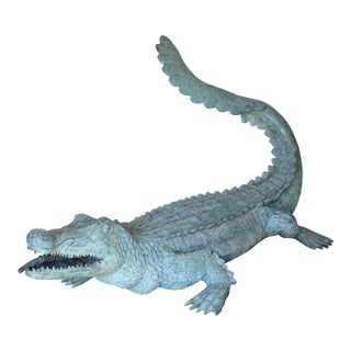 Vintage Bronze Crocodile Garden Fountain Sculpture, Circa 1970s For Sale