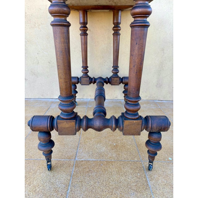 20th Century Turned-Leg Side Table With Castors, Victorian Style For Sale - Image 9 of 9
