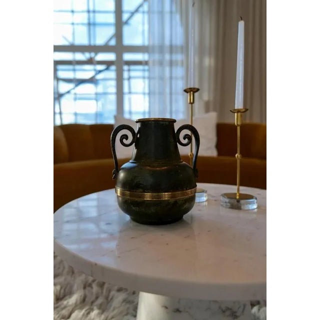 Art Deco Vase in Bronze and Brass from SVM Handarbete, 1940s For Sale - Image 4 of 13
