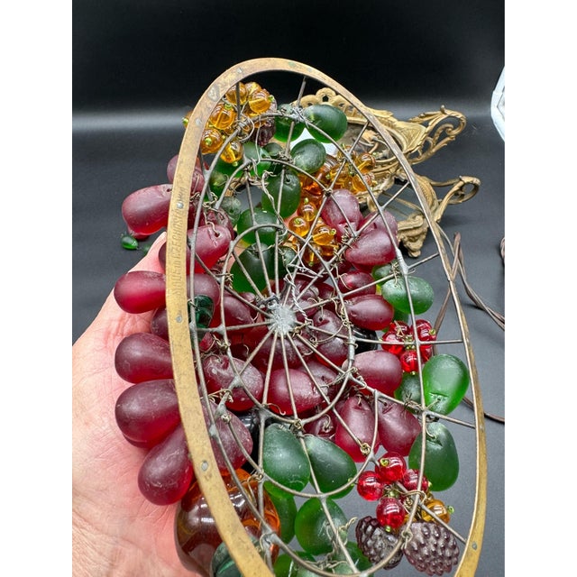 Antique Czech Gilt Bronze Coupe and Plateua Centerpiece With a Bohemian Glass Fruit Arrangement. For Sale - Image 4 of 13