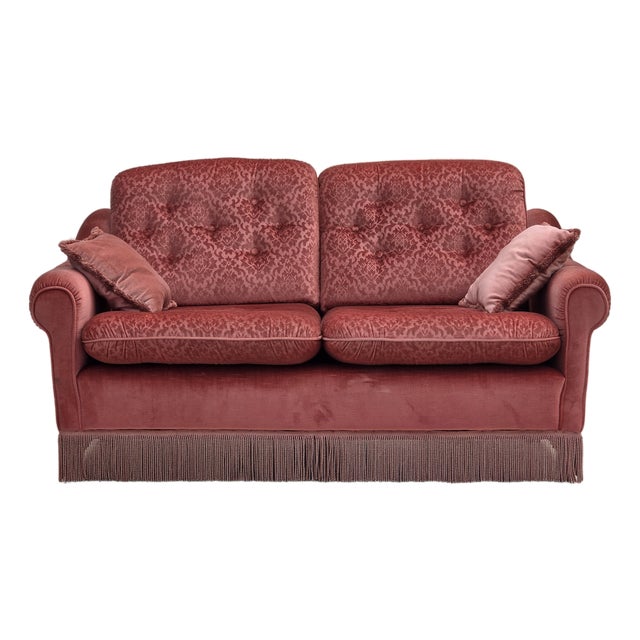 Scandinavian 2-Seater Sofa in Pink Furniture Velour, 1980s For Sale