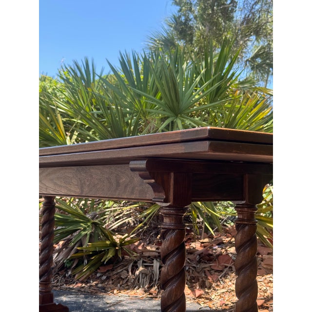 Vintage Ethan Allen Barley Twist Expandable Console Dining Table For Sale - Image 10 of 12