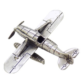 Vintage Italian Handmade Genuine Silver Seaplane Floatplane Figurine Miniature Sculpture, 1970s For Sale