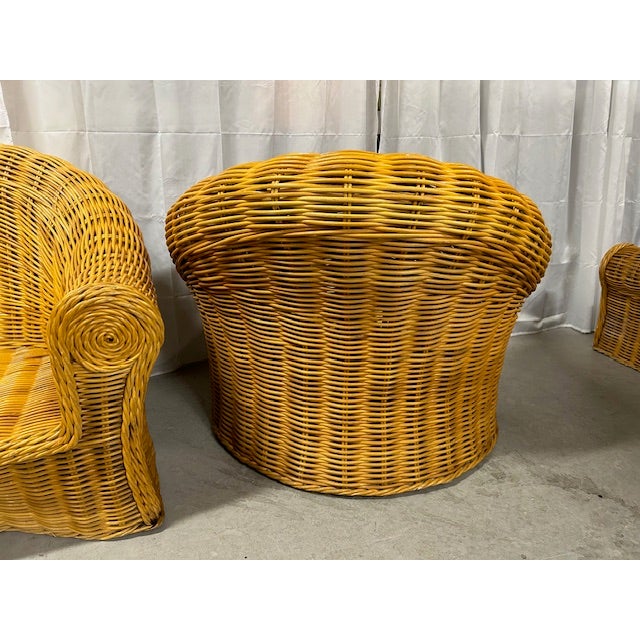 Vintage Rattan Wicker Club Chairs, a Pair For Sale - Image 14 of 17