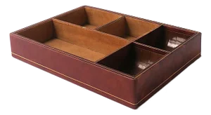 Italian Leather Jewelry Box Tray, Mid-20th Century