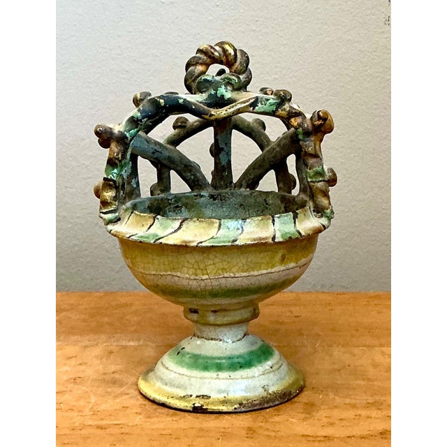 Vintage Polychrome Ceramic Crown Incensario For Sale - Image 12 of 18