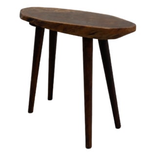 Signed Roy Sheldon Live Edge Stool Side Table, Vermont 1972, American Studio Craft, C. 1972 For Sale