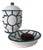 Chinoiserie Bamboo Fret Ceramic Vanity Set, Navy, 3 Pieces For Sale