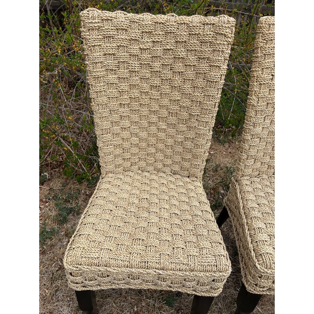 Pair of Handwoven Seagrass Dining Chairs | Organic Modern Coastal Style For Sale - Image 4 of 11