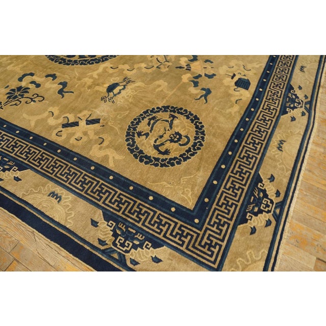 Astonishing Beige Background Color With Detail Motif Repertoire of Chinese Antique Peking Rug For Sale - Image 10 of 12