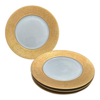 Royal Bayreuth Bavaria 22KGold Trim Dinner Plates, S/4 For Sale