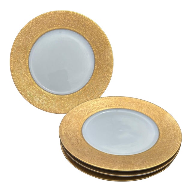 Royal Bayreuth Bavaria 22KGold Trim Dinner Plates, S/4 For Sale