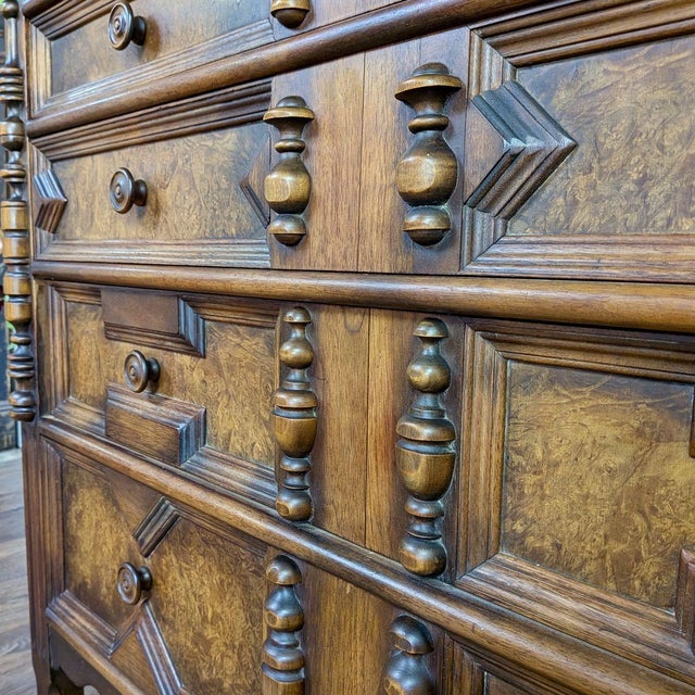 Wood Vintage Burl Wood Spanish Revival Chest-on-Chest Dresser For Sale - Image 7 of 16