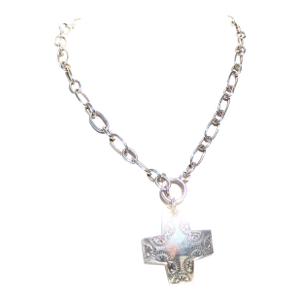 Sterling Silver Chain With Navajo Cross Pendant 25 DWT