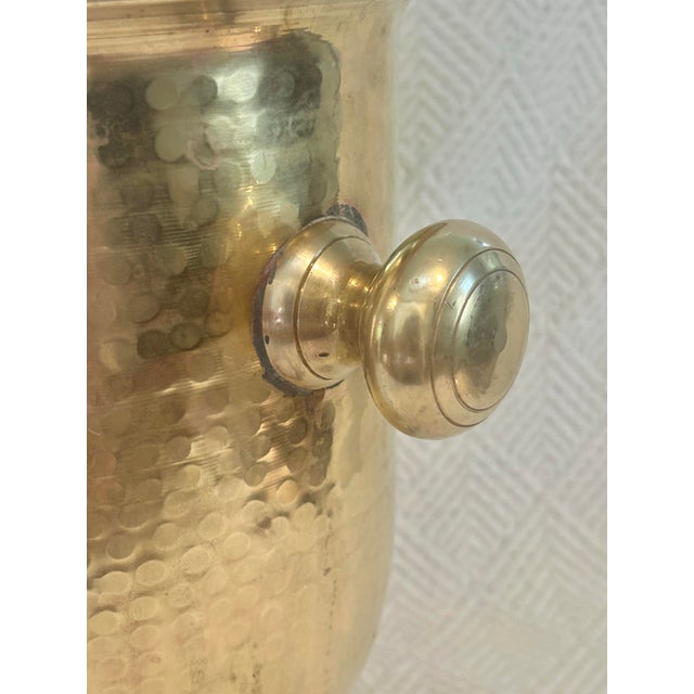 Vintage Hammered Brass Wine Cooler With Knob Handles For Sale - Image 4 of 9