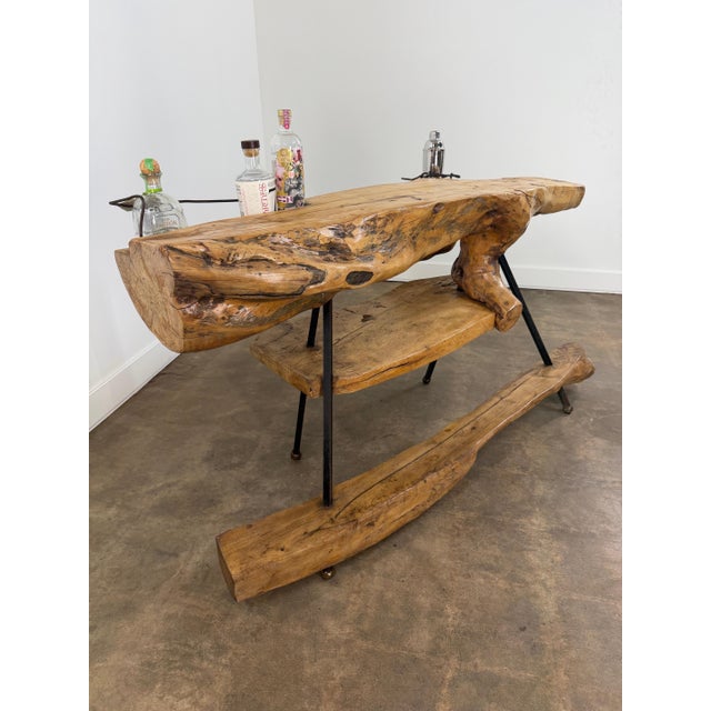 Mid 20th Century Monumental Mexican Organic Modern Sculptural Bar in Solid Carved Wood and Iron For Sale - Image 17 of 18