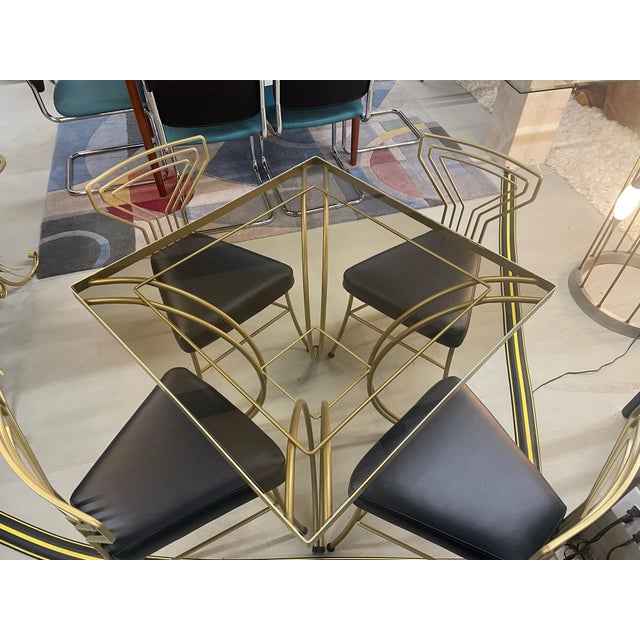 1950s Restored Salterini Style Art Deco Square Table Outdoor Patio Dining Set For Sale - Image 5 of 12