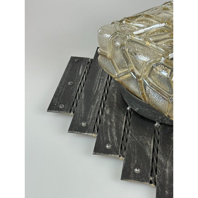 Brutalist Iron and Glass Wall Lamp, 1970s For Sale - Image 10 of 18