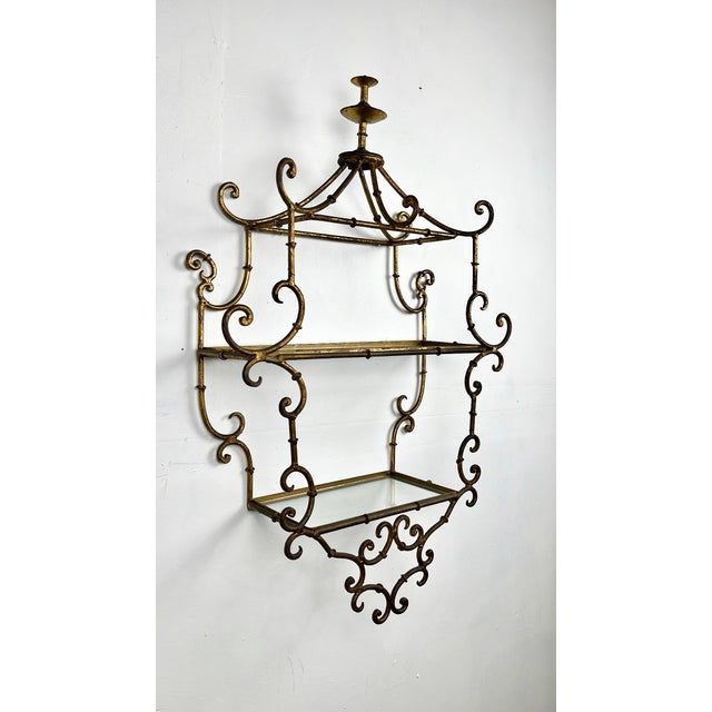 Vintage Chinoiserie Gilt Pagoda Wall Shelf For Sale In Tampa - Image 6 of 11