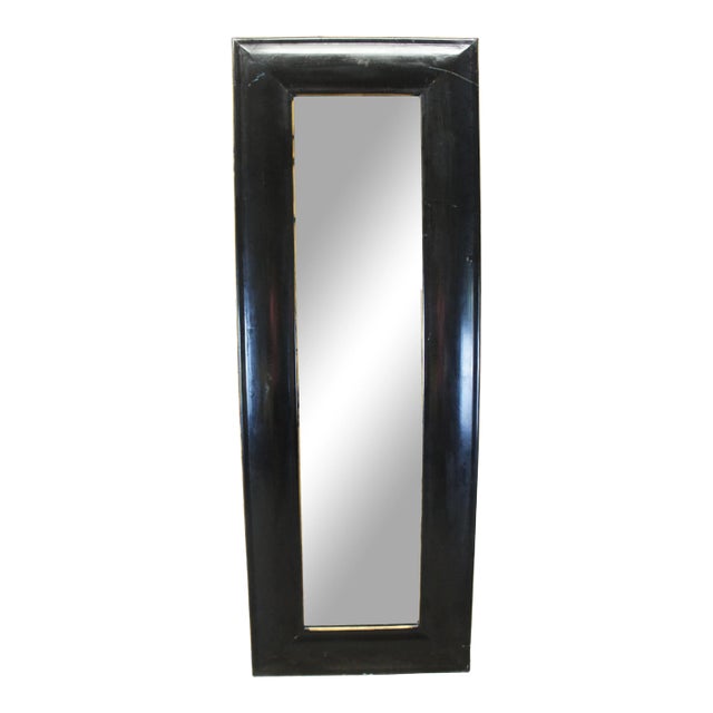 Vintage Monumental Black & Gold Painted Wood Floor Wall Artwork Picture Frame For Sale